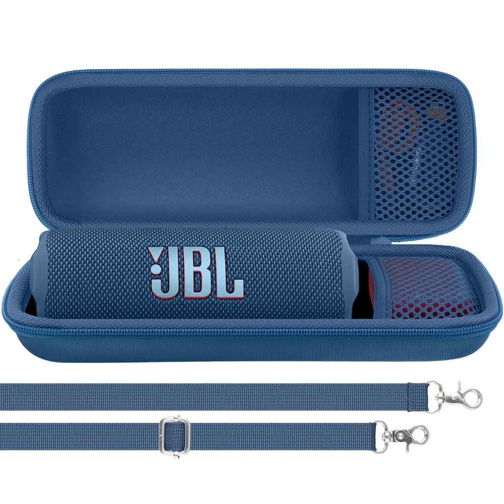 Aenllosi for JBL Flip 7/ Flip 6/ Flip 5 Protable Bluetooth Speaker Hard Case with Adjustable Shoulder Strap, Blue (Case Only)