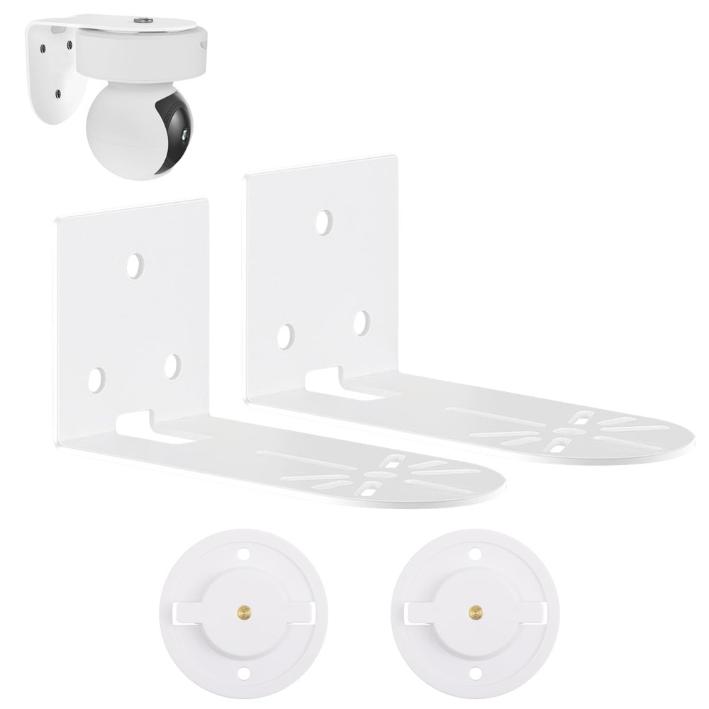 2 Pack Metal Wall Mount for Kasa Indoor Pan/Tilt Camera EC70 EC71 KC410S and Tapo C210 C200 C220, Upright or UpsideDown Install, 360 Degree Adjustable Viewing, RustProof Steel