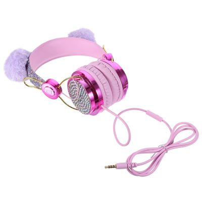 ARTIBETTER Boy Girl Glitter Plush Ear Headphones with Volume Limiting Adjustable Over-Ear Headset for Boy Girl Cartoon Design for Gifts and Long Listening Sessions