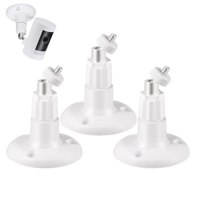 3 Pack Adhesive Camera Mount Compatible with Ring Stick Up Cam/Ring Indoor Cam(1st Gen), 360 Degree Adjustable Bracket, No-Drill or Screw Install, Weatherproof Mount Holder (White)
