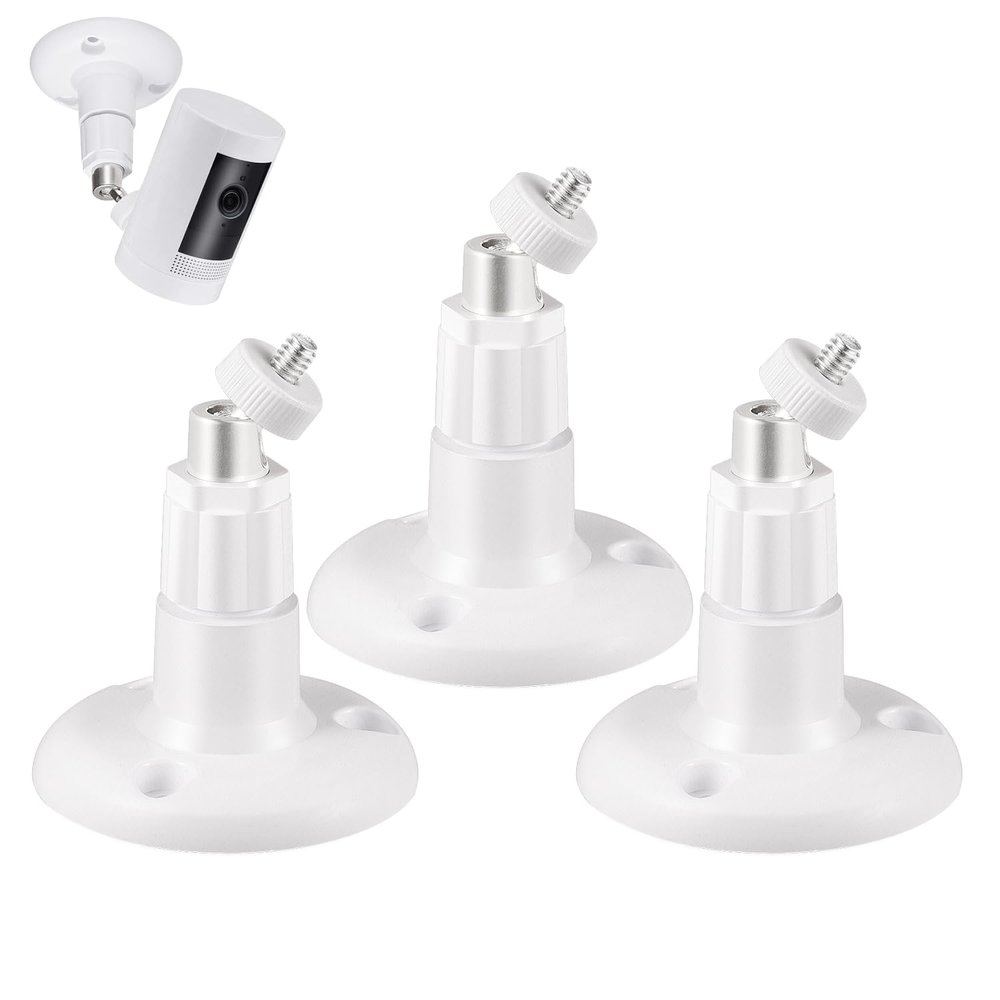 3 Pack Adhesive Camera Mount Compatible with Ring Stick Up Cam/Ring Indoor Cam(1st Gen), 360 Degree Adjustable Bracket, No-Drill or Screw Install, Weatherproof Mount Holder (White)