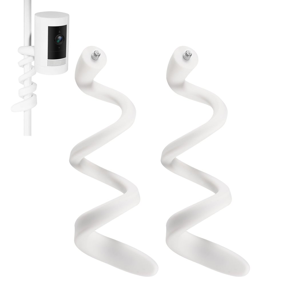 2 Pack Flexible Twist Mount for Ring Stick Up Cam, Ring Indoor Cam(1st Gen), Arlo Pro & Ultra, No-Drill Gooseneck Mount Bracket for Railings, Trees, Fences Weatherproof, Tool-Free Installation