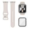 Compatible for Apple Watch Band 40mm 41mm and Case with Screen Protector, Soft Silicone Sport Strap Bands and Protective Cover with Tempered Glass for iWatch Series 9 8 7 SE 6 5 4 view 1