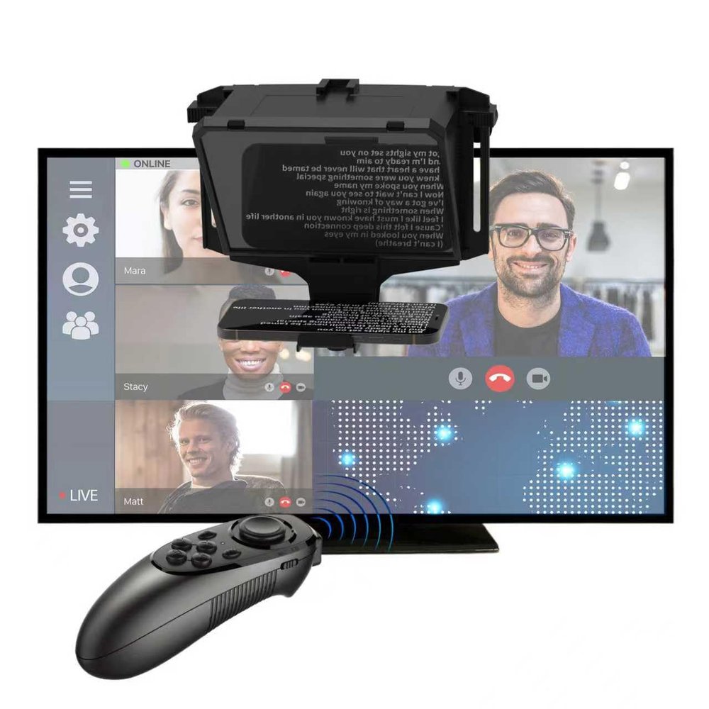 GEIMRSY 8-inch Mobile teleprompter Device, 3-in-1 Handheld, Desktop and Display Modes, with HD 70/30 Optical Beam Splitter, Support for Remote Control, for iOS and Android System Tablets