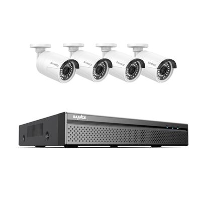 SANNCE PoE NVR 4K 8 Channel, 8MP CCTV Security Camera System with 4pcs 4K 8MP PoE IP Security Camera Outdoor Weatherproof Cameras with Smart IR LEDs, Night Vision, Motion Detection, One-Way Audio