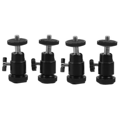 DOITOOL 2sets Universal Camera Tripod Head Ball Mount 360 Rotation Aluminum Alloy Compatible Projectors 2pcs*2