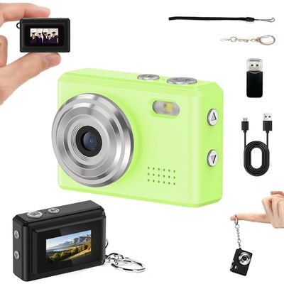 Mini Digital Camera Keychain Tiny Pixel Hd 1080p Retro Keychain Camera Micro Portable That Works Camera for Travel Study Recording (Green-No Memory Card)