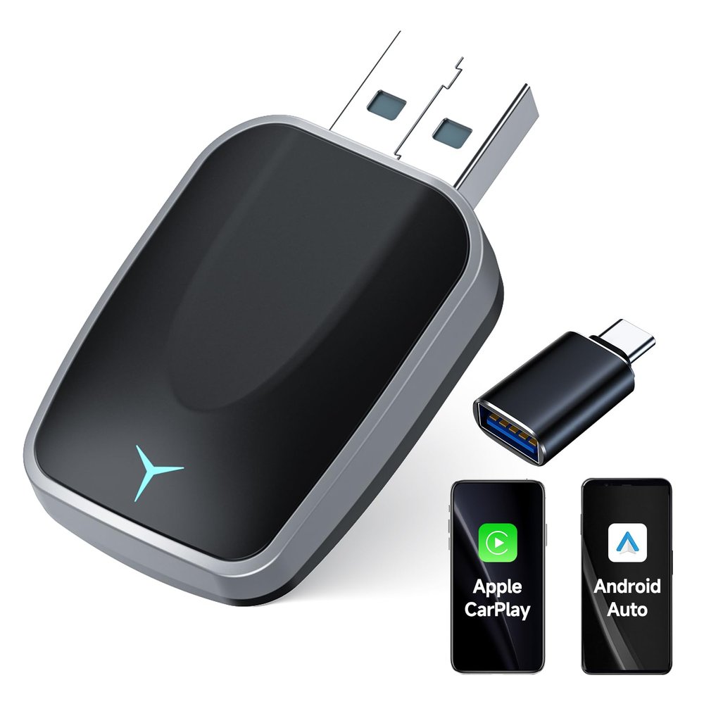 NaviCam Mini Wireless CarPlay Adapter for iPhone 2025 Upgraded, Plug & Play, No Latency, USB-A/C Support, Compatible with iOS 10+ & Cars 2016+