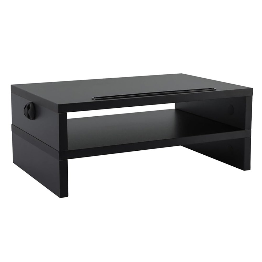 2-Tier Ergonomic Monitor Stand With Built-in Cable Management,Phone Holder,Desktop Organizer - Space-Saving Desk Accessory For Office,Fits Dual Monitors,Laptops,Black,40x27x16cm(15.7x10.6x6.2in)