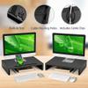 2-Tier Ergonomic Monitor Stand With Built-in Cable Management,Phone Holder,Desktop Organizer - Space-Saving Desk Accessory For Office,Fits Dual Monitors,Laptops,Black,40x27x16cm(15.7x10.6x6.2in) view 4