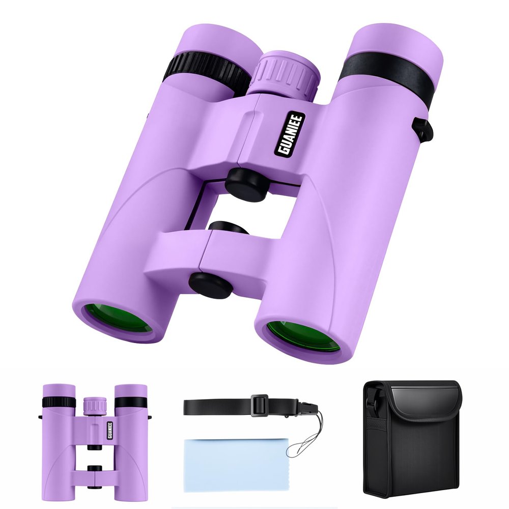 10x25 Binoculars for Kids Mini Pocket Compact Binoculars Waterproof Small Binocular for Bird Watching Travel Stargazing Outdoor Sports Purple