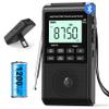 Pocket Radio with AM FM-1200mAh Rechargeable Radio-Portable Transistor Radio with Best Reception, Bluetooth Receiver,5W Big Speaker,LCD Screen,Earphone Jack,Support SD Card and USB Player for Jogging view 1