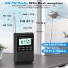 Pocket Radio with AM FM-1200mAh Rechargeable Radio-Portable Transistor Radio with Best Reception, Bluetooth Receiver,5W Big Speaker,LCD Screen,Earphone Jack,Support SD Card and USB Player for Jogging view 2