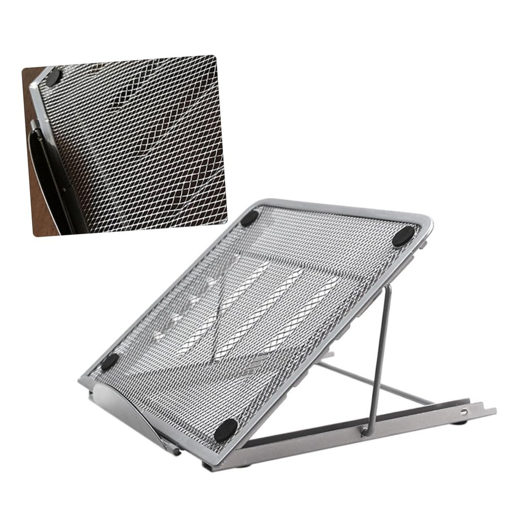 balacoo Adjustable Laptop Stand Cooling Base Portable Folding Notebook Holder for Desk Ergonomic Computer Bracket in Silver Gray