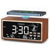 PRUNUS J-177 Retro Vintage Alarm Clock Radio with Fast Wireless Charging, Dual Alarms, Snooze, Large LED Display,Dimmer Control,Auto-Dimming,Retro Clock for Bedroom view 1