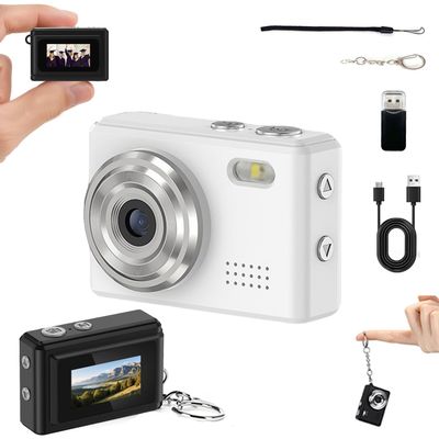 Mini Digital Camera Keychain Tiny Pixel Hd 1080p Retro Keychain Camera Micro Portable That Works Camera for Travel Study Recording (White-No Memory Card)
