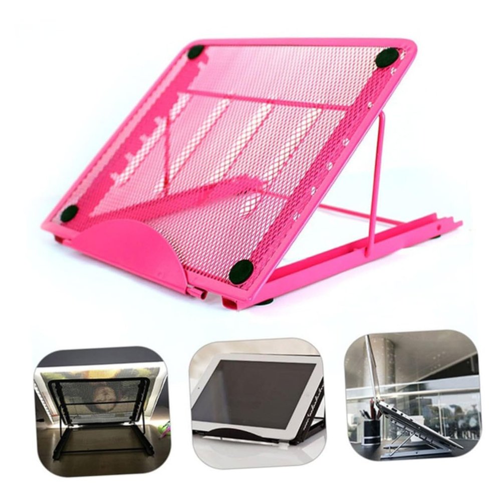 balacoo Tablet Stand Adjustable Pink Base Mounts Stands Holder Cooling Folding Foldable Folding Bracket Cooling Base Rack Desktop Bracket Portable Pink