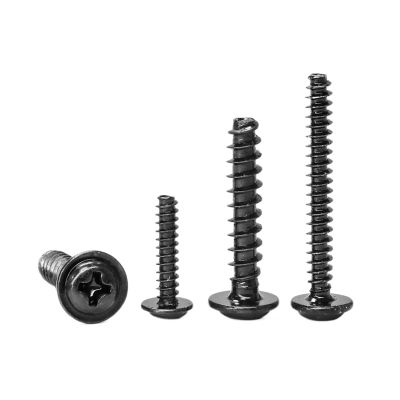 100Pcs Self Tapping Round Head Screws with Washer - M1.4 to M4 Carbon Steel Cross PWB Screws for Electronics and DIY Projects(16mm,M1.7 100pcs)