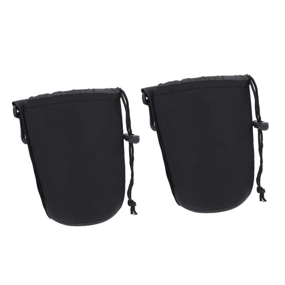 Angoily 2pcs Camera Bag Lens Pouch Neoprene Lens Case Pouch for Dslr Professional Camera Accessories Carabiner Attachment