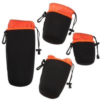 DOITOOL 4pcs Dslr Camera Case Protective Pouches Drawstring for Lens Storage Soft Bag