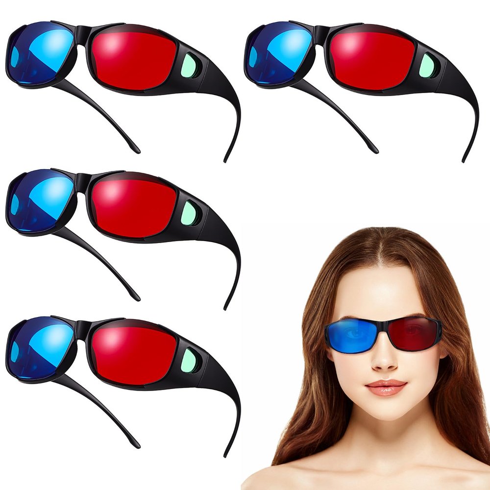 DOITOOL 5 Pcs Glasses for Movies Projectors Lightweight Red Glasses Comfortable Fit for All Head Effect for Immersive Viewing Experience