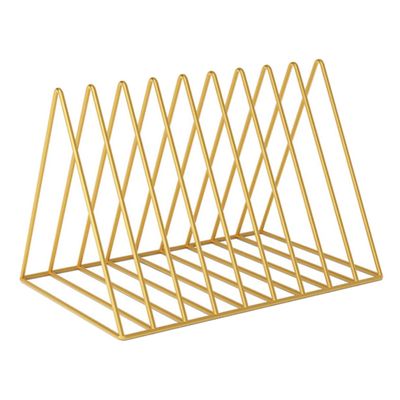 ARTIBETTER Vinyl Record Rack Cd Storage Rack Book Organizer Hollow Triangle Desktop Disc Holder Gold