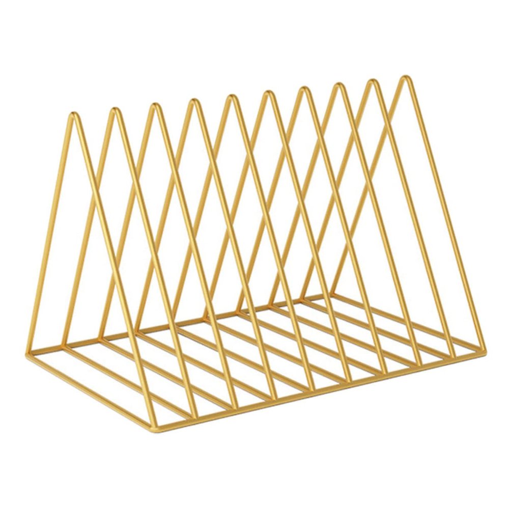ARTIBETTER Vinyl Record Rack Cd Storage Rack Book Organizer Hollow Triangle Desktop Disc Holder Gold