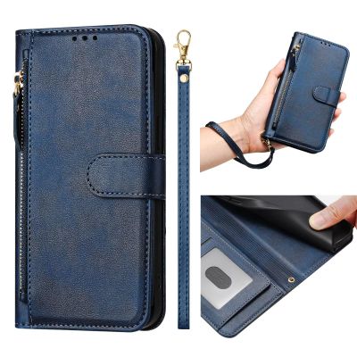 ZXL Blue Wallet with Card Holder for Women Men PU Leather Magnetic Snap Flip Zipper Strap Wallet Phone Case for iPhone6G/iPhone7G/iPhone8G/iPhoneSE2 2020/iPhoneSE3 2022