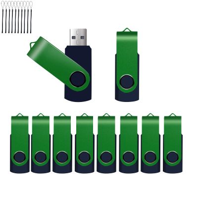 10 Pack 32GB USB Flash Drive,XUANREG USB 2.0 Thumb Drives Bulk Drive Memory Stick with Sticker Paper and Lanyards, Bulk USB Drives Green