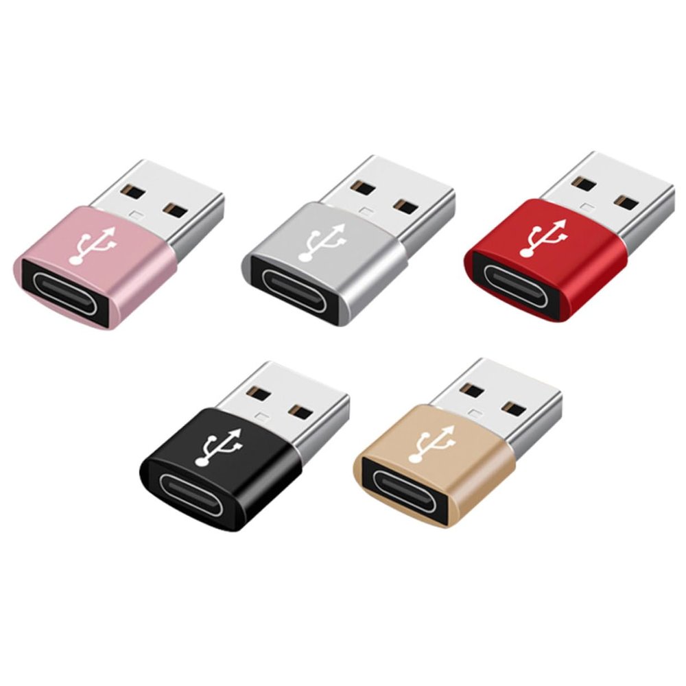 balacoo 5pcs USB c Female to USB Male Adapter Kit Portable Converter for Data Sync and Charging Compatible Phones and Laptops Black Silver Pink Gold Red
