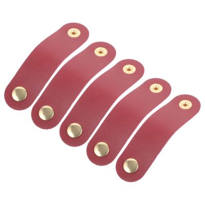 KALLORY 5pcs Artificial Leather Headphone Cable Storage Buckle Cable Ties Straps Cord Holders Charger Organizer Management Straps for Home Office Travel