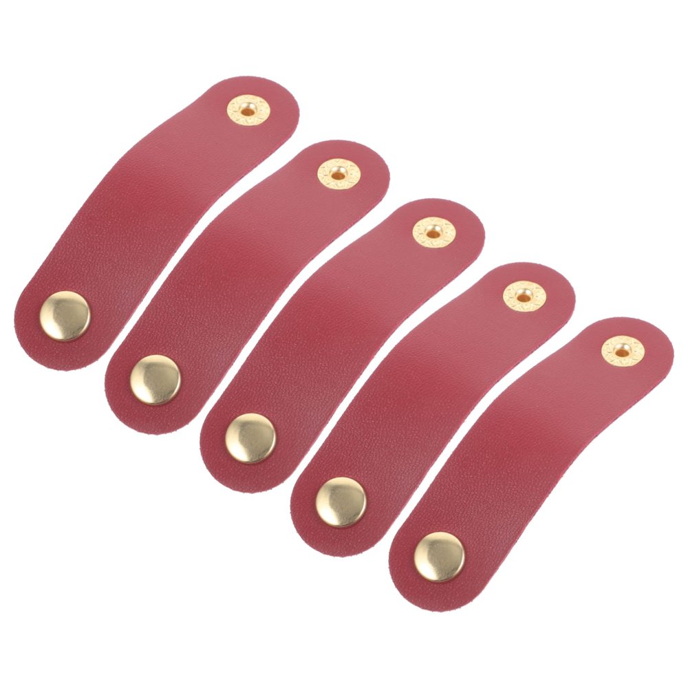 KALLORY 5pcs Artificial Leather Headphone Cable Storage Buckle Cable Ties Straps Cord Holders Charger Organizer Management Straps for Home Office Travel