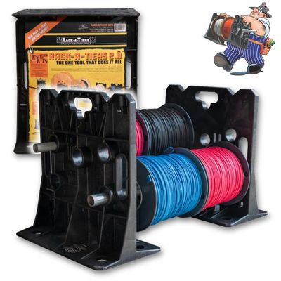 Rack-A-Tiers 2.0 Wire Dispenser Cable Reel Rack, Electrician Wire Spool Caddy, Multi Reel Wire Dispenser, Spool Rack, 300 lb Capacity (#11480)
