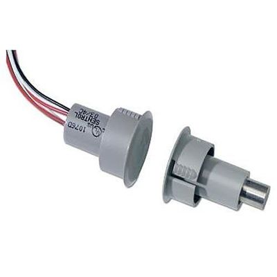 1076-G Recessed Steel Door Magnetic Contact with Wire Leads, 1" Diameter, SPDT, 1/2" Gap Size, Single Pole-Double Throw, Gray
