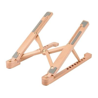 mengli-99 Laptop Stand Wood Laptop Stand for Desk, Foldable Height Adjustable Laptop Cooling Rise Stand Notebook Holder(Khaki)