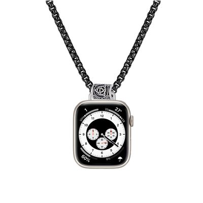 Compatible with Apple iWatch Series 10, Ultra 2/Ultra Watch Necklace Pendent Clip Keychain for Apple iWatch Series 9 8 7 6 5 4 3 2 1 38mm 40mm 41mm 42mm 44mm 45mm 46mm 49mm Pocket Watch Strap Holder (38/40/41/42(series 10)-black)