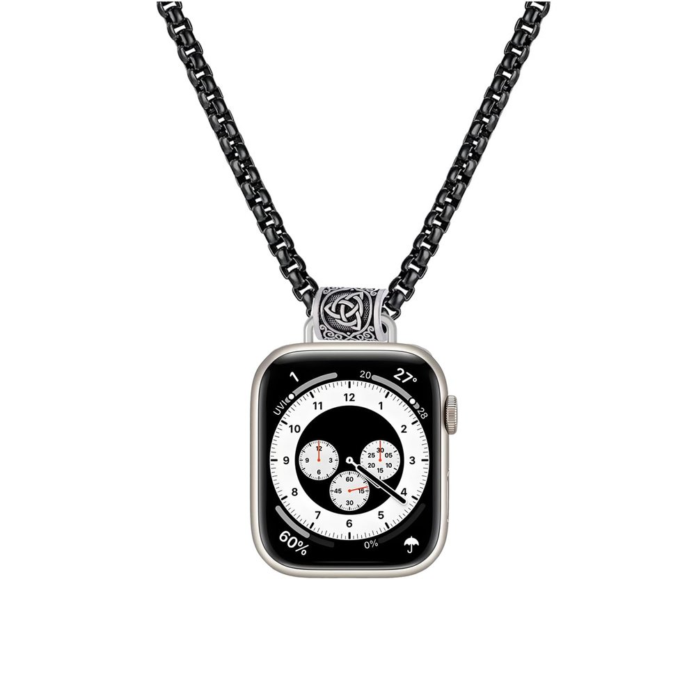 Compatible with Apple iWatch Series 10, Ultra 2/Ultra Watch Necklace Pendent Clip Keychain for Apple iWatch Series 9 8 7 6 5 4 3 2 1 38mm 40mm 41mm 42mm 44mm 45mm 46mm 49mm Pocket Watch Strap Holder (38/40/41/42(series 10)-black)