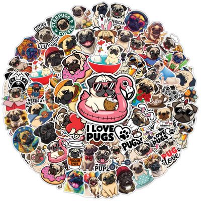100pcs Pug Stickers - Kawaii Dog Sticker for Adults, Phone Waterproof Decals for Water Bottles Laptop Luggage Computer Scrapbooking Teens Adult Girls Kids Funny Party Birthday Decorations