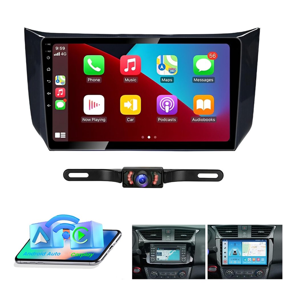 PHEZEN Double Din Car Stereo Radio Fit for Sentra Sylphy 2012-2018, Android13.0 2+32GB 10 Inch Vehicle Audio Receivers with Carplay/Android Auto WiFi GPS Navigation BT USB with Carplay Screen