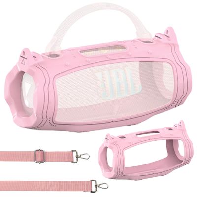 JCHPINE Silicone Case for JBL Charge 6 Portable Speaker, Protective Cover for JBL Charge 6 Pro AI Sound Speaker Accessories (Pink Case)