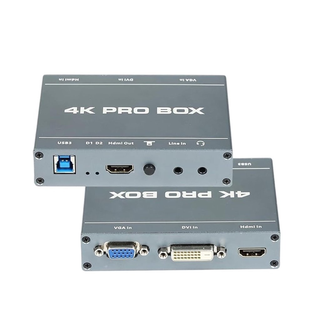 D3LX0Z1 HDMI VGA to USB3.0 Capture Card 4K PRO Box HD Video Capture Device HDMI Loop Out 1080P 60fps Output Plug and Play HD AV