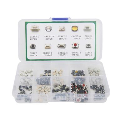 250 Pcs 10 Types Car Remote Control Tablet actile Push Button Switch Keys Touch Microswitch with Box