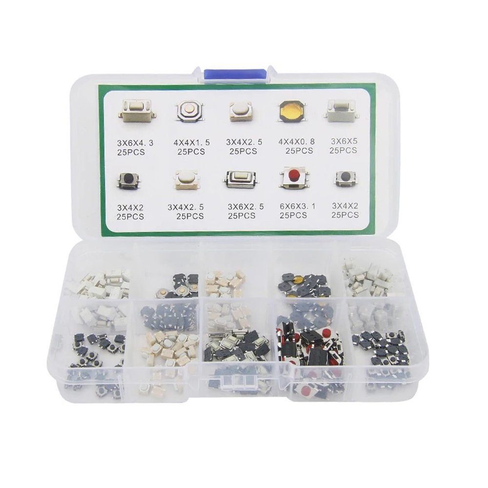 250 Pcs 10 Types Car Remote Control Tablet actile Push Button Switch Keys Touch Microswitch with Box