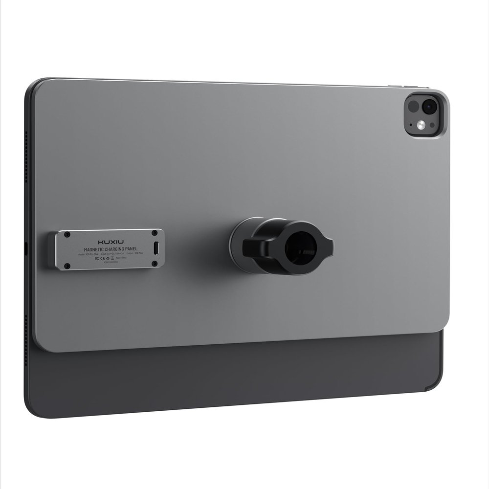 KU XIU Magnetic Wireless Charging Panle for iPad Pro 11'' M4/M5 Only, Aluminum Alloy Panle for 17mm Ball Head with 2M USB-C Cable, Wirder Compatibility Various Tablet Mount [Arm/Stand Not Included]