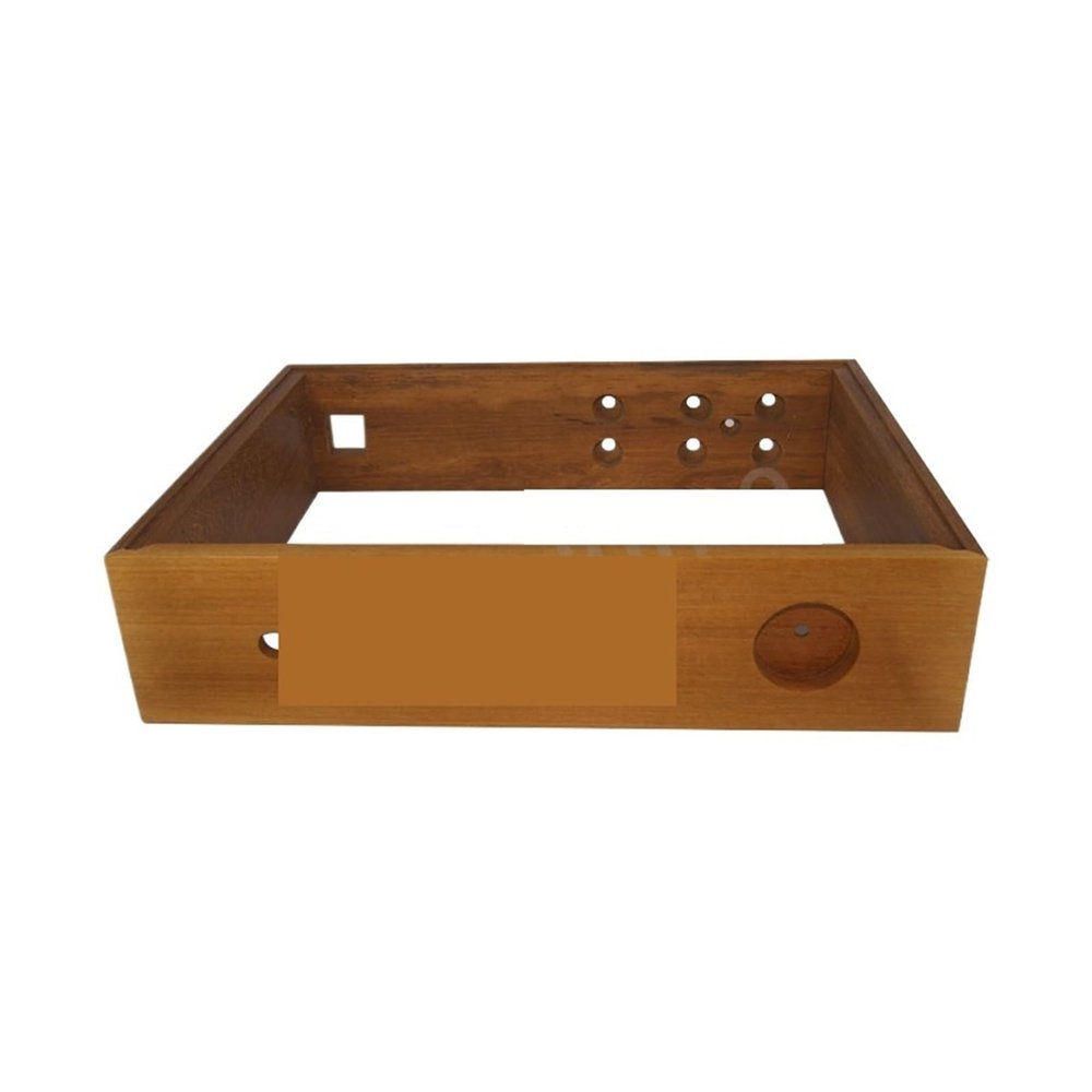 L6AS0F7 430 * 100 * 330mm Golden Teak Wood Frame Aluminum Amplifier Case Preamplifier Chassis Vacuum Tube Amplifier Chassis Shell Box(Model 1)
