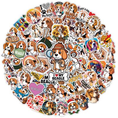 100pcs Beagle Stickers Waterproof Decals for Water Bottles Laptop Luggage Computer Scrapbooking Teens Adults Girls Funny Party Birthday Decorations