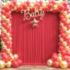 10ft x 15ft Red Wrinkle Free Backdrop Curtains for Parties,Silky Polyester Fabric Wedding Ceiling Drapes, 2 Panels 15ft Photo Back Drop Drapes for Baby Shower Photography Stage Background Cloth view 4