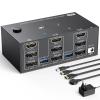 D3LX0Z1 8K Triple Monitor KVM Switch 3 Monitors 2 Computers, 2 Displayport + HDMI USB3.0 KVM Switch with 4 USB 3.0 Port for Keyboard(203DH-3) view 2