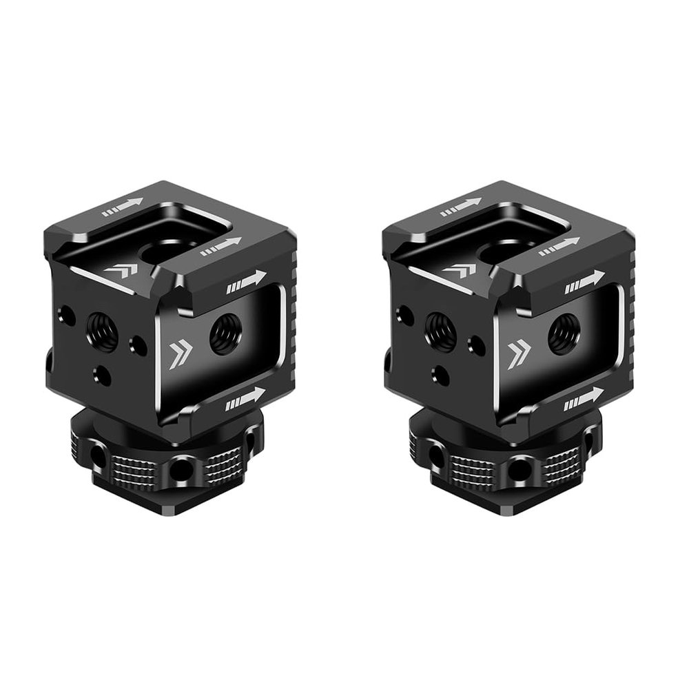 BGNing Triple Cold Shoe Mounting Bracket, 1/4 Inch Screw Adapter, Microphone Holder for Flash Monitor Video Microphone (2 pcs)