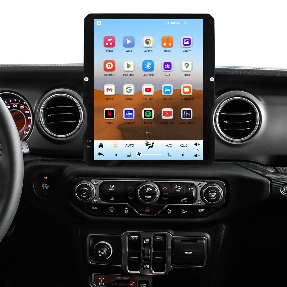 12.1" QLED Radio for Jeep Wrangler JL Unlimited 4xe Upgrade,Fit 2018-2023,8Core CPU,CarPlay Android Auto Ready,Support 4G LTE,Touch Screen Stereo,Support OEM Camera